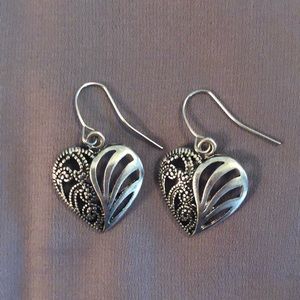 Ornate heart earrings -sterling silver